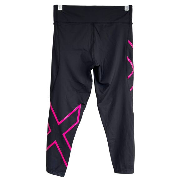 2XU Womens Mid-Rise Compression 7/8 Leggings Black Pink Size Large Training - Picture 2 of 6